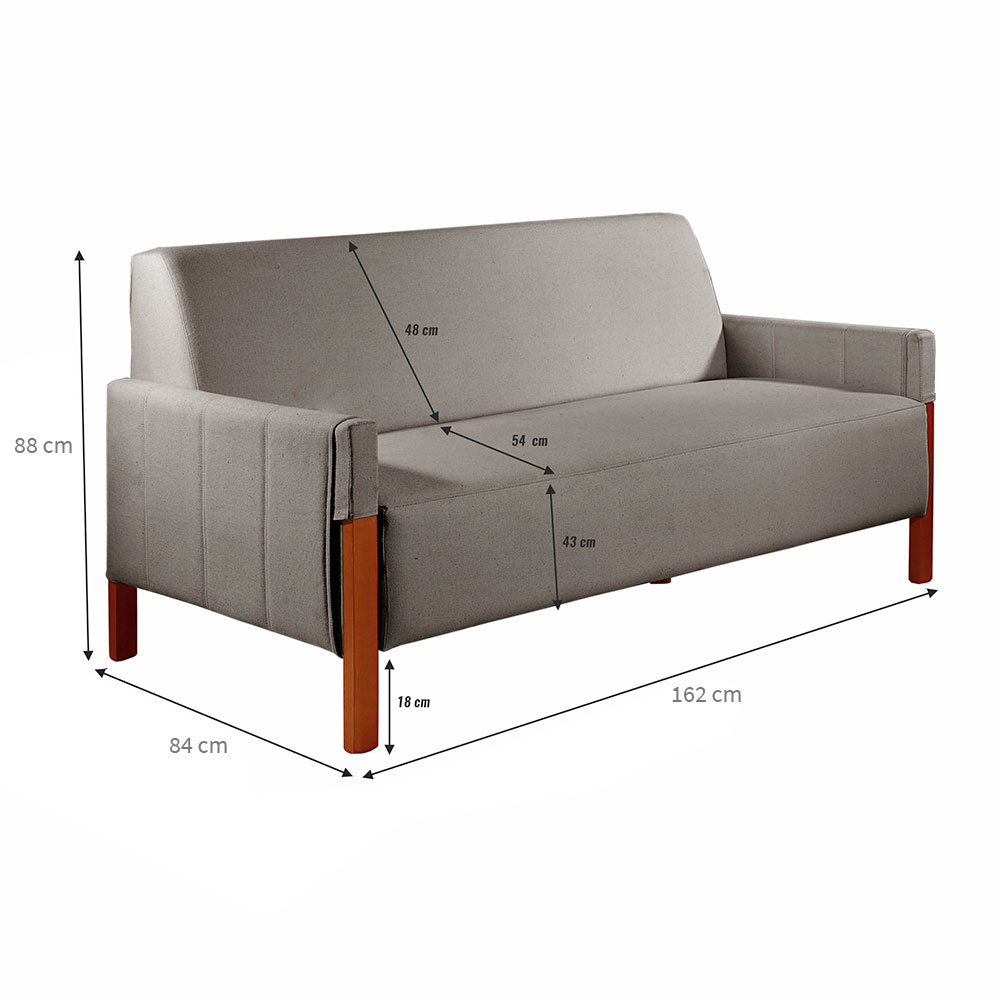 Sofá 2 Lugares Turim Linho Cinza 162 cm