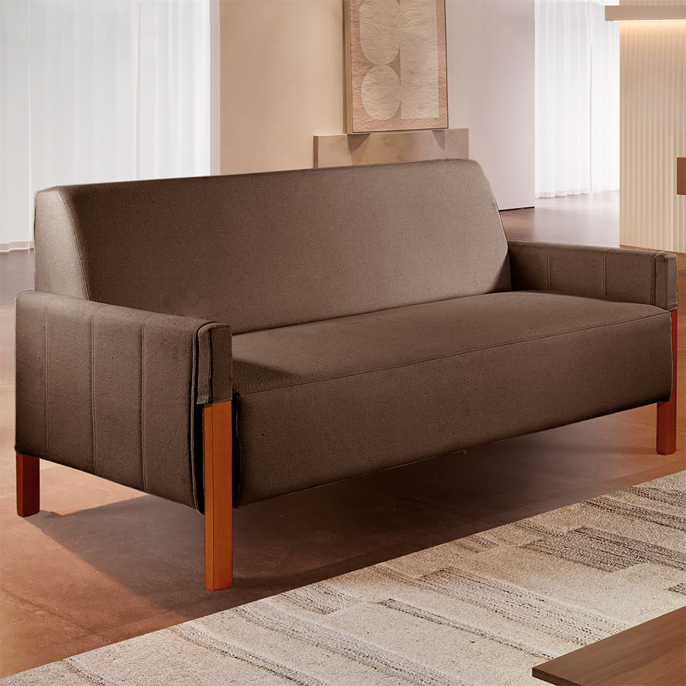 Sofá 2 Lugares Turim Linho Marrom 162 cm