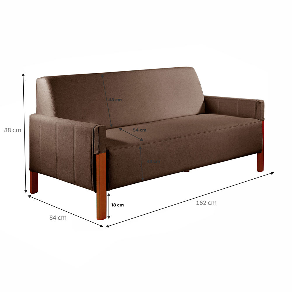 Sofá 2 Lugares Turim Linho Marrom 162 cm