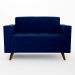 Sofá 2 Lugares Vitrola Suede Azul 123 cm