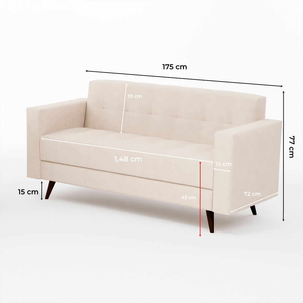 Sofá 2 Lugares Vitrola Suede Bege