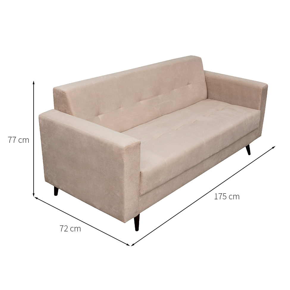 Sofá 2 Lugares Vitrola Suede Bege