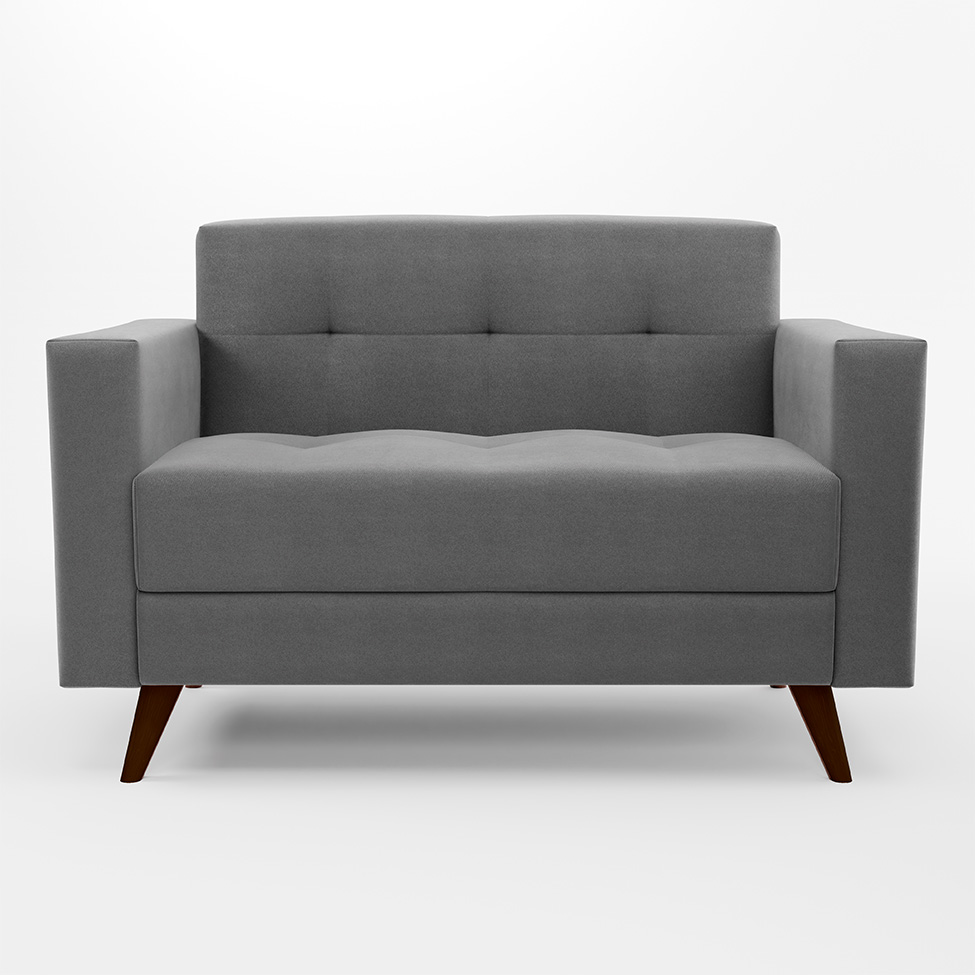Sofá 2 Lugares Vitrola Suede Cinza 123 cm