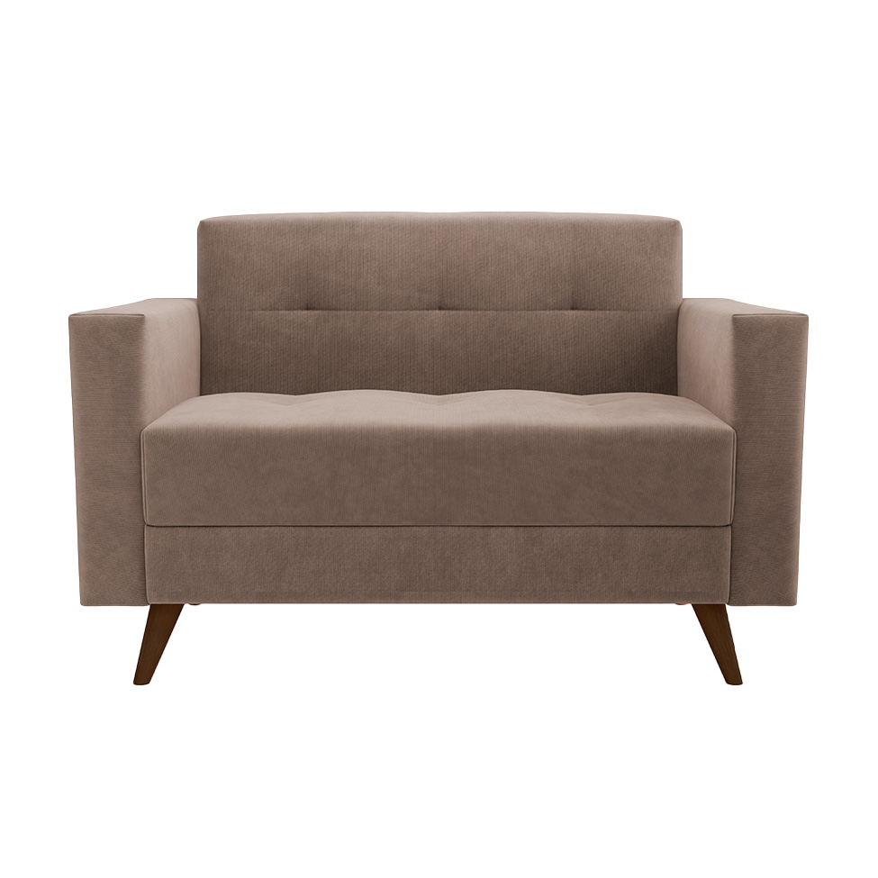 Sofá 2 Lugares Vitrola Suede Tabaco 123 cm