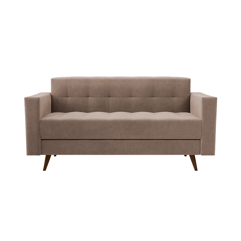 Sofá 2 Lugares Vitrola Suede Tabaco