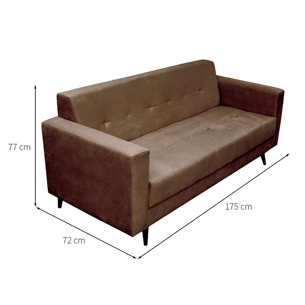 Sofá 2 Lugares Vitrola Suede Tabaco