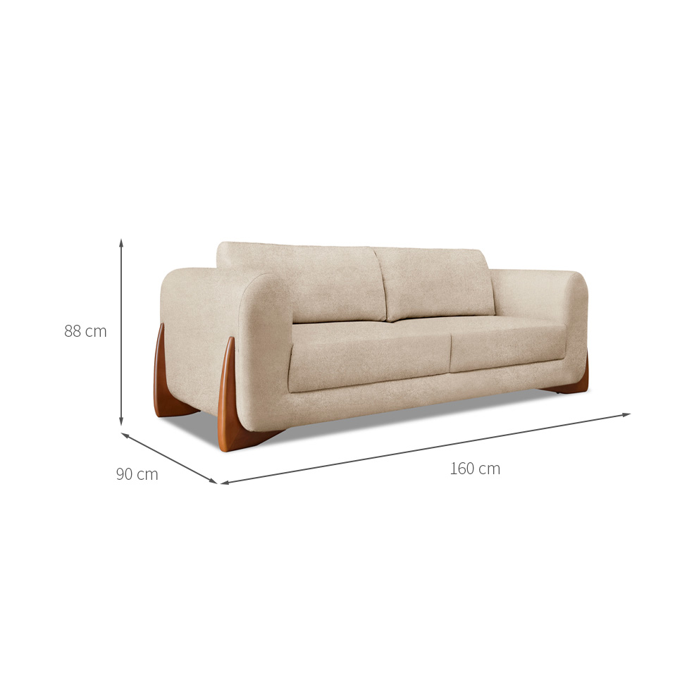 Sofá 2 Lugares Yves Bouclé Bege 160 cm
