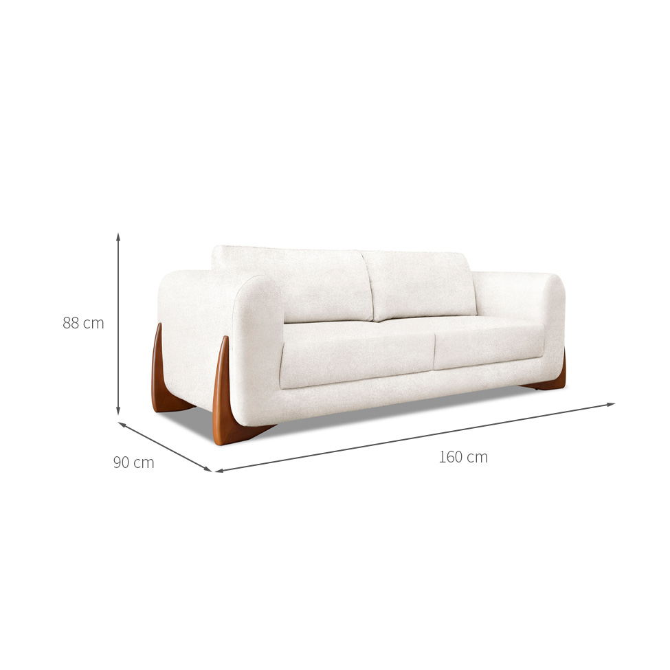 Sofá 2 Lugares Yves Bouclé Off White 160 cm