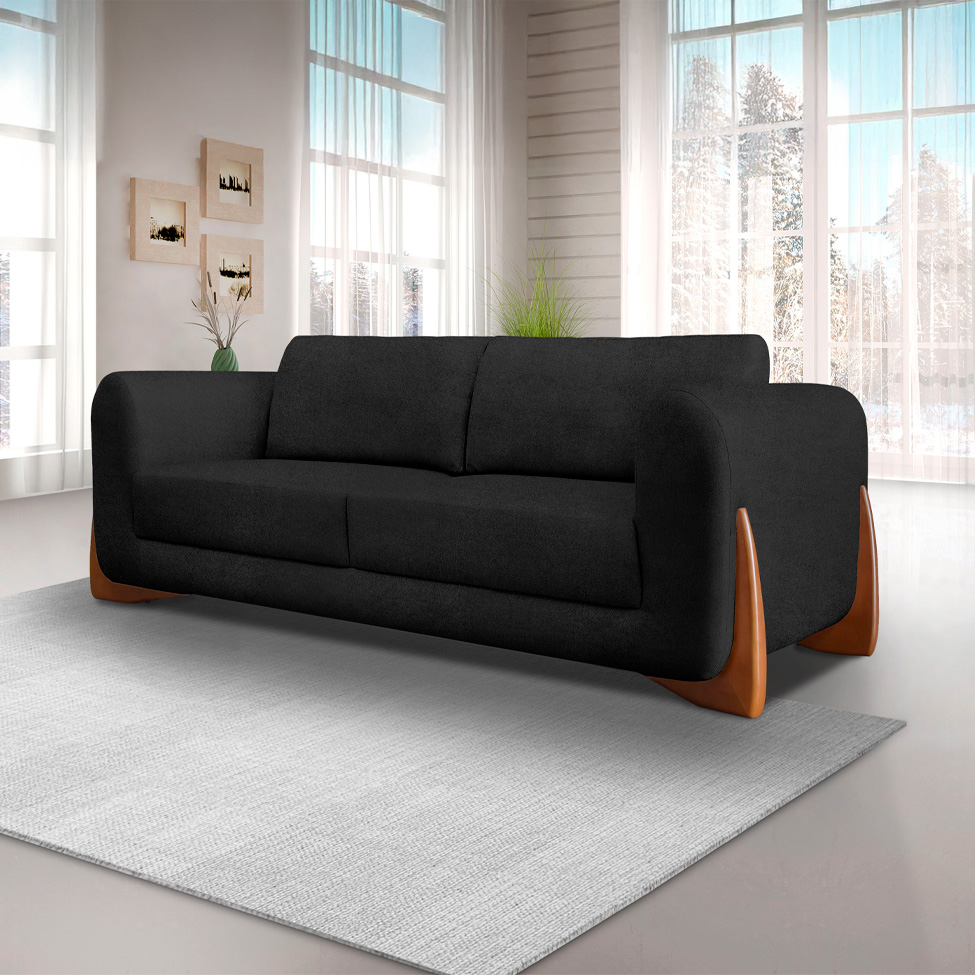 Sofá 2 Lugares Yves Bouclé Preto 160 cm