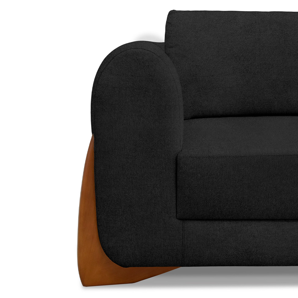 Sofá 2 Lugares Yves Bouclé Preto 160 cm