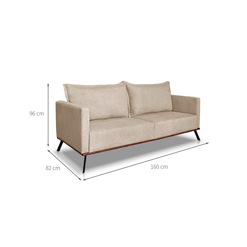 Sofá 2 Lugares Zeus Linho Bouclê Bege 160 cm