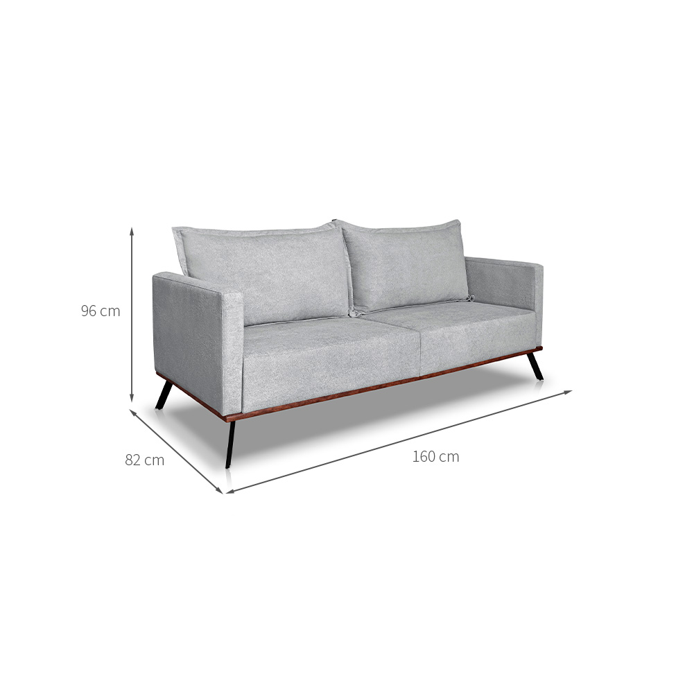 Sofá 2 Lugares Zeus Linho Bouclê Cinza Claro 160 cm