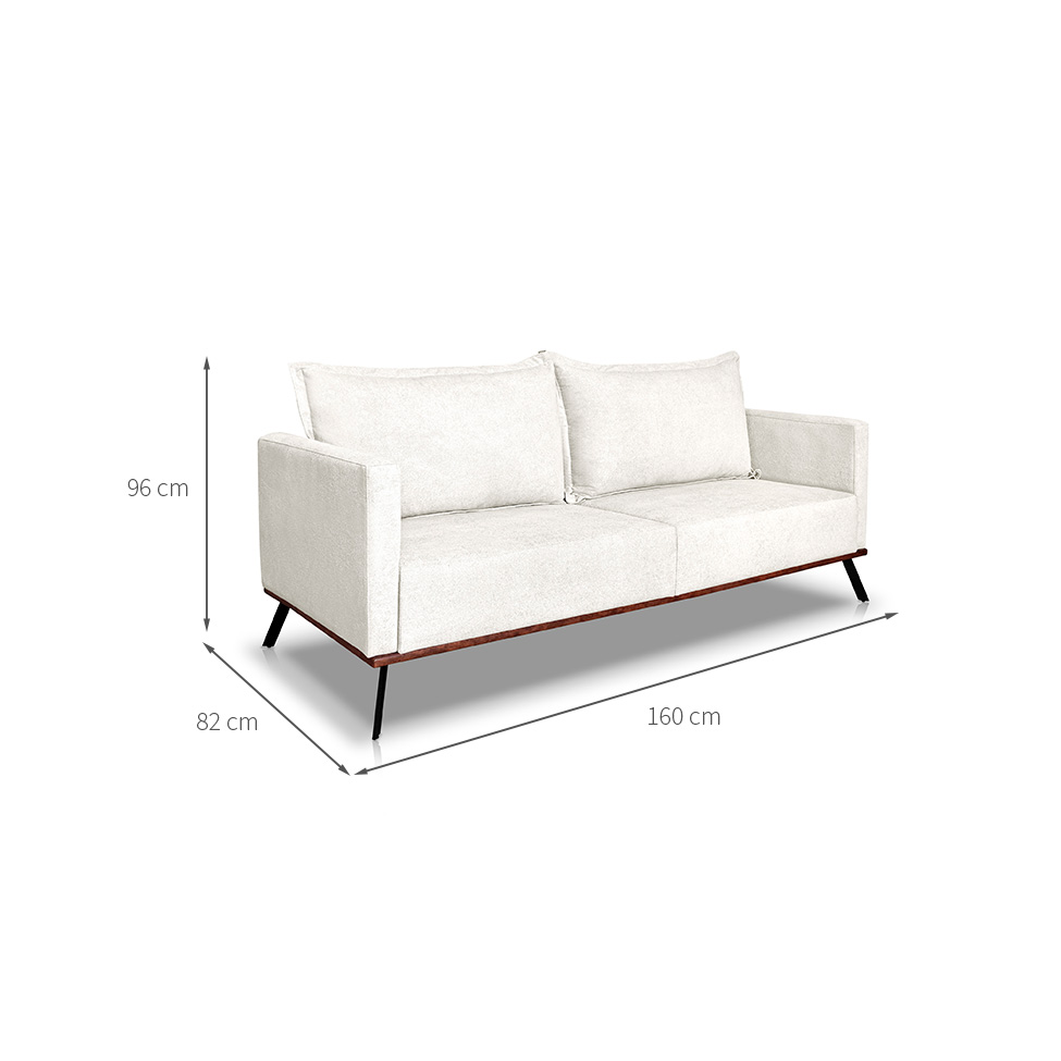 Sofá 2 Lugares Zeus Linho Bouclê Off White 160 cm