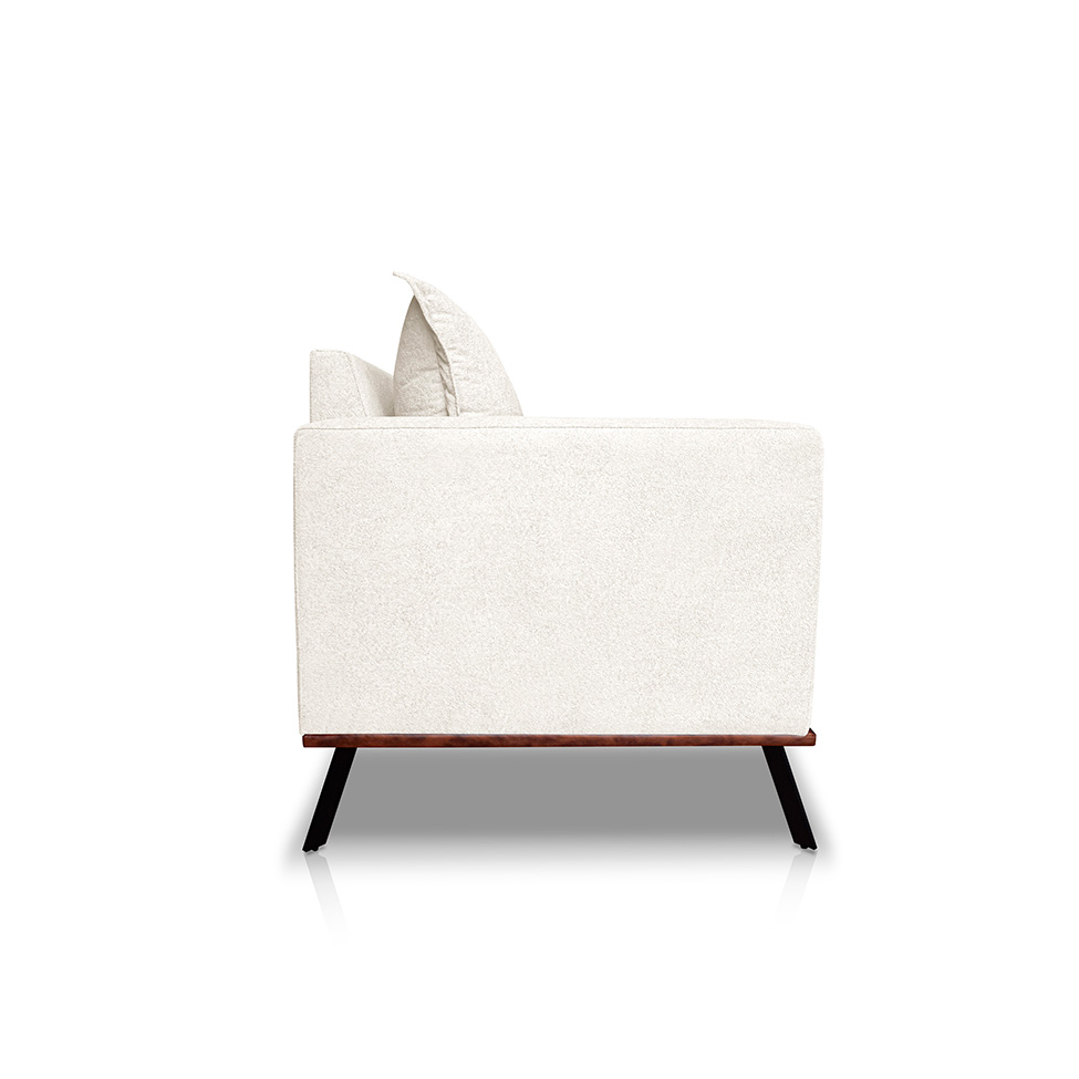 Sofá 2 Lugares Zeus Linho Bouclê Off White 160 cm