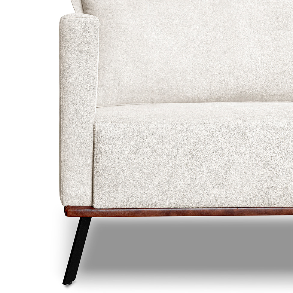Sofá 2 Lugares Zeus Linho Bouclê Off White 160 cm