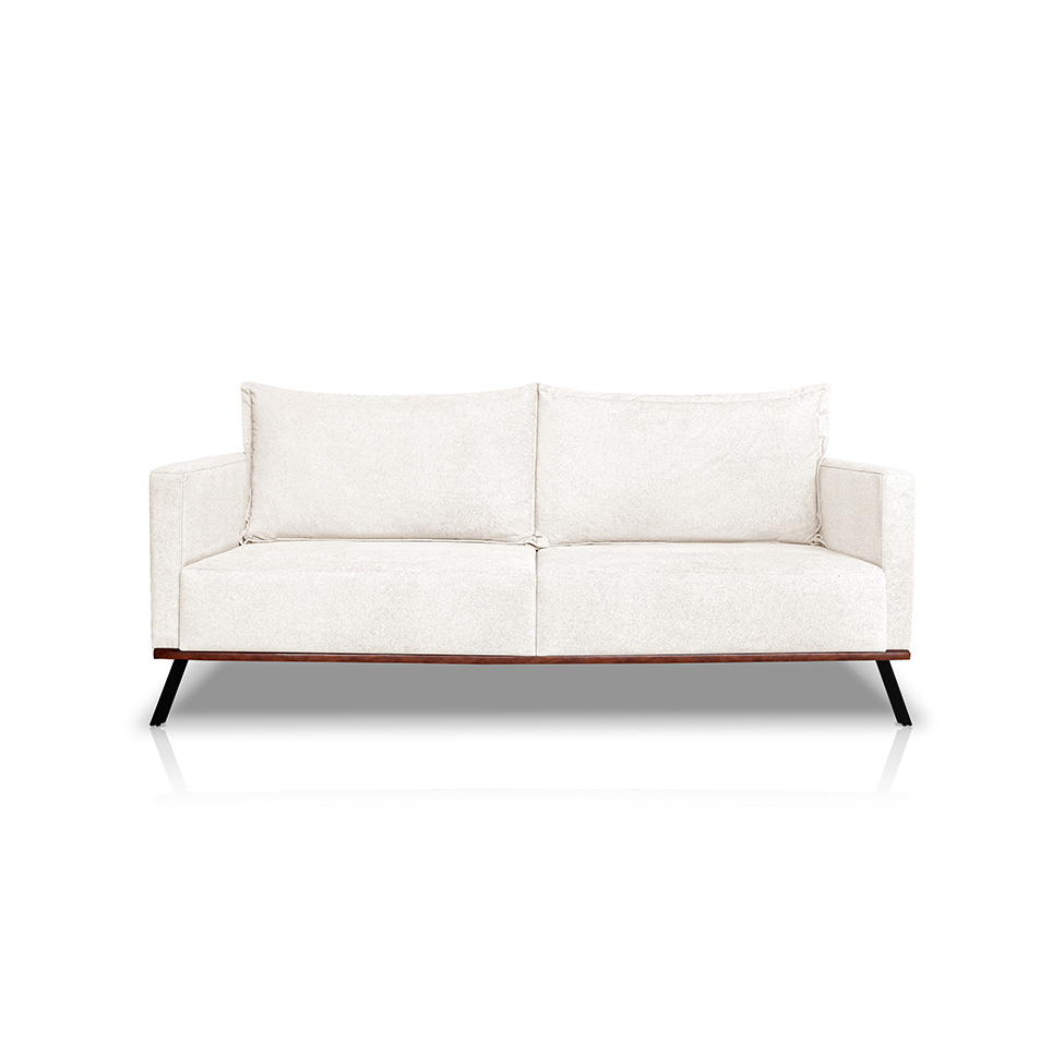 Sofá 2 Lugares Zeus Linho Bouclê Off White 160 cm