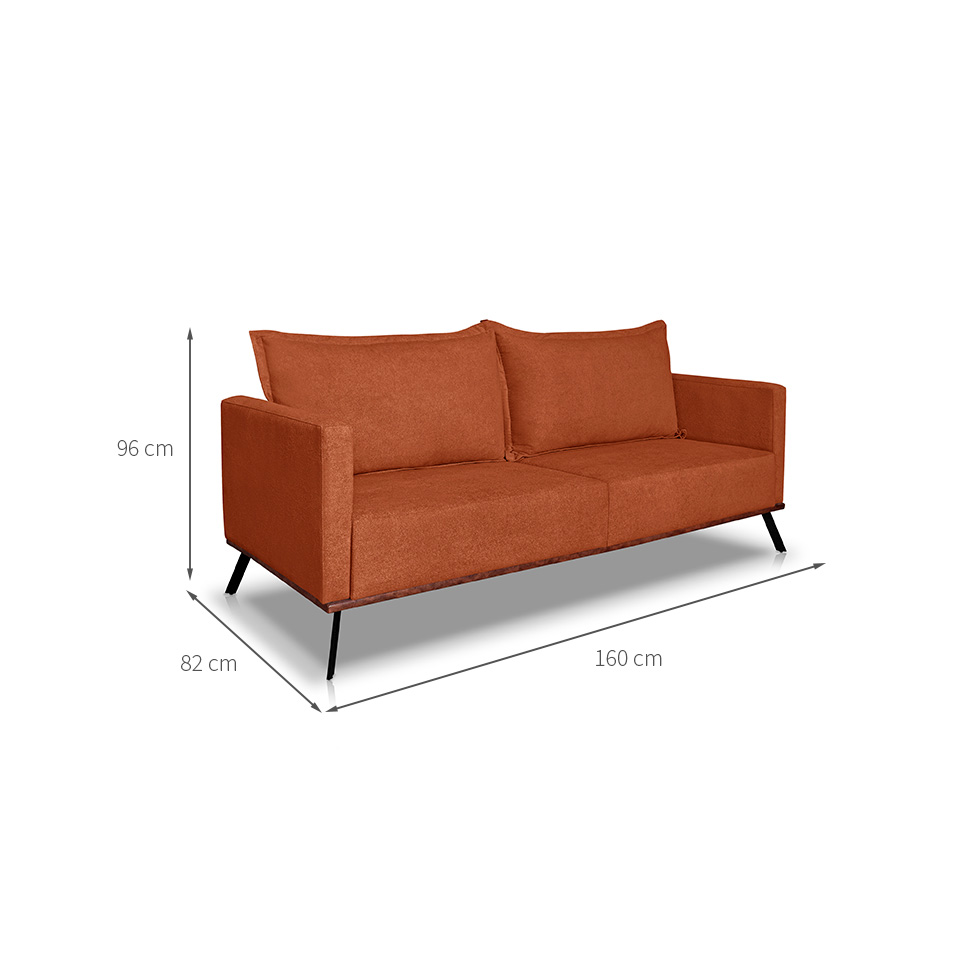 Sofá 2 Lugares Zeus Linho Bouclê Terracota 160 cm