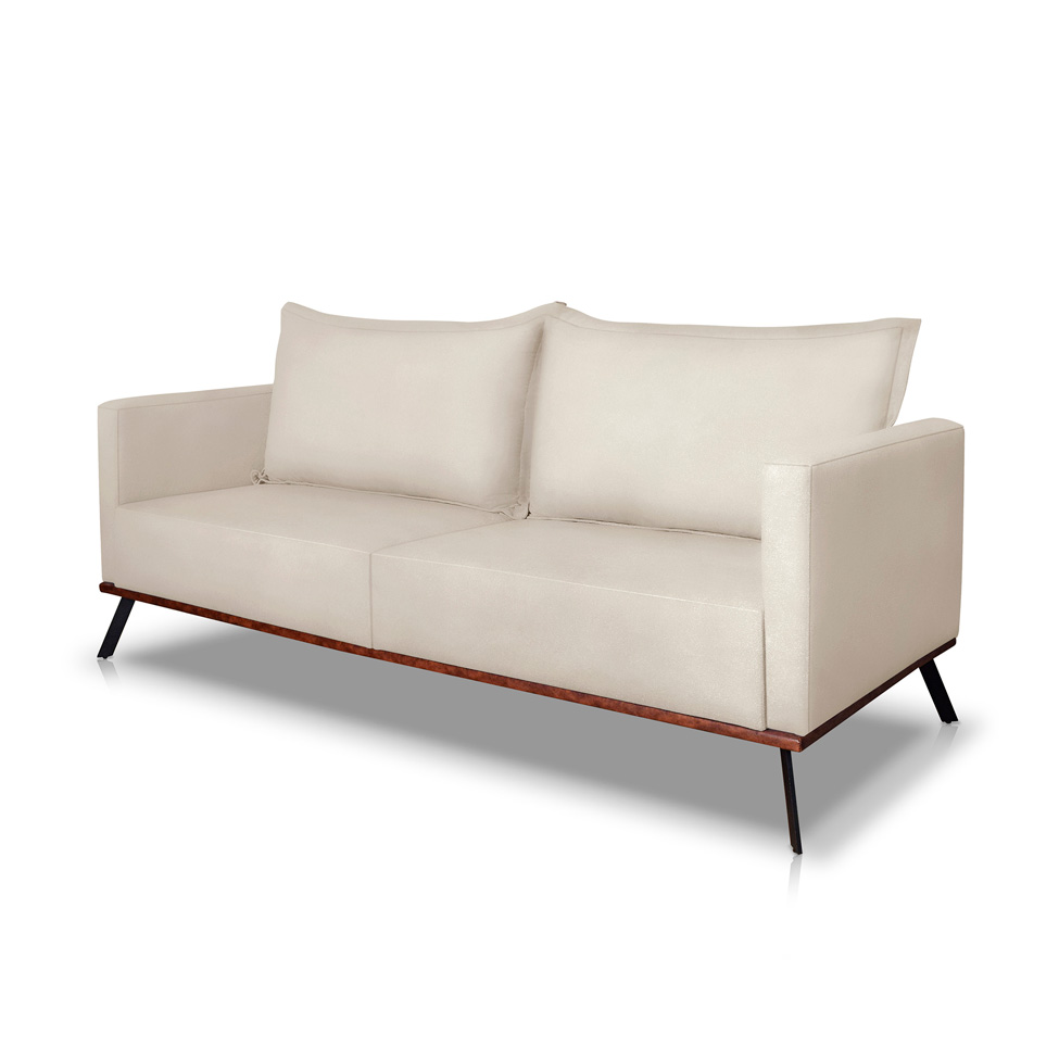 Sofá 2 Lugares Zeus Veludo Bege 160 cm