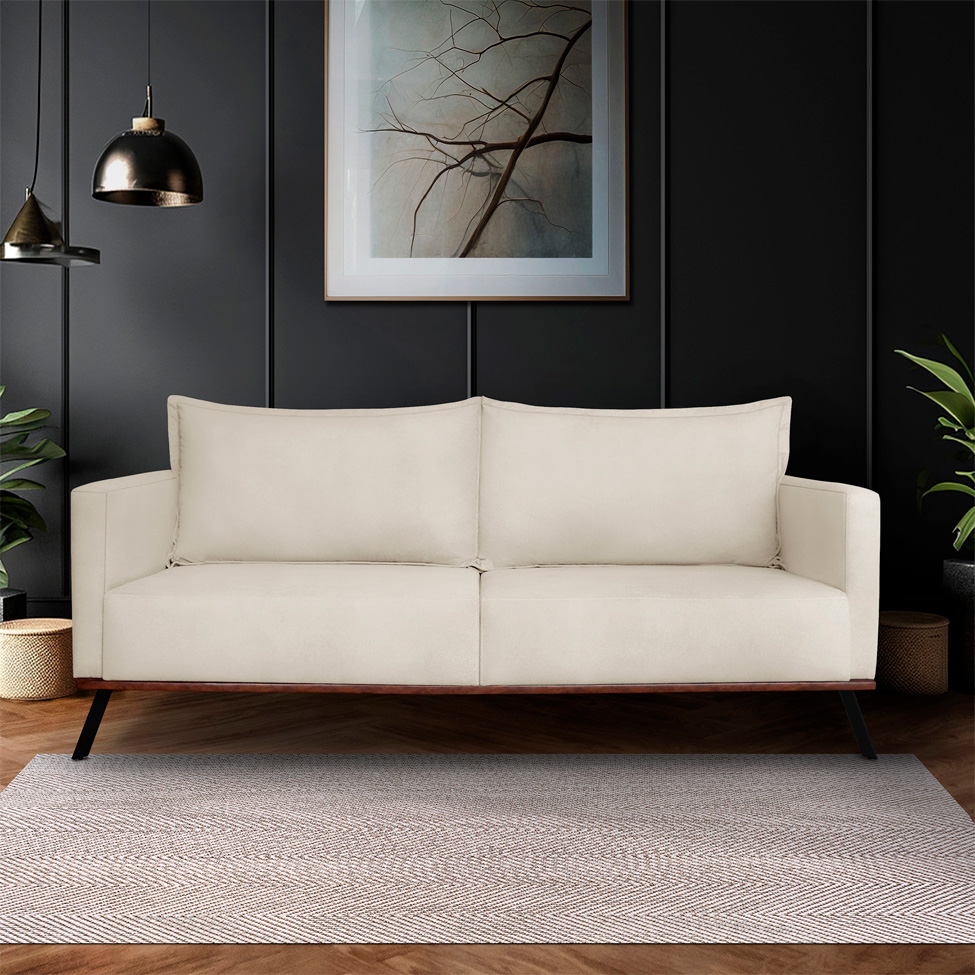 Sofá 2 Lugares Zeus Veludo Bege 160 cm