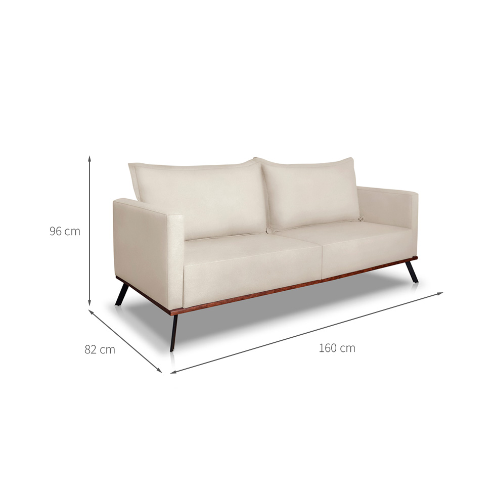 Sofá 2 Lugares Zeus Veludo Bege 160 cm