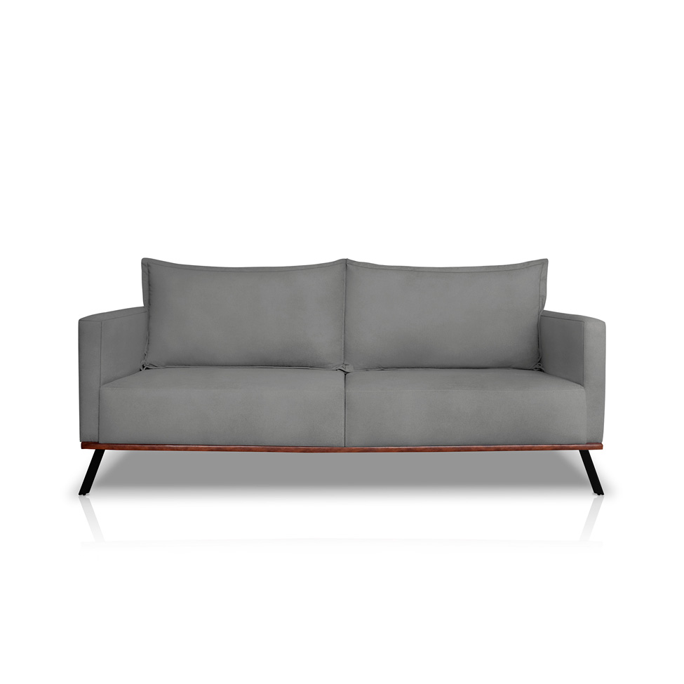Sofá 2 Lugares Zeus Veludo Cinza Chumbo 160 cm
