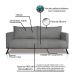 Sofá 2 Lugares Zeus Veludo Cinza Chumbo 160 cm