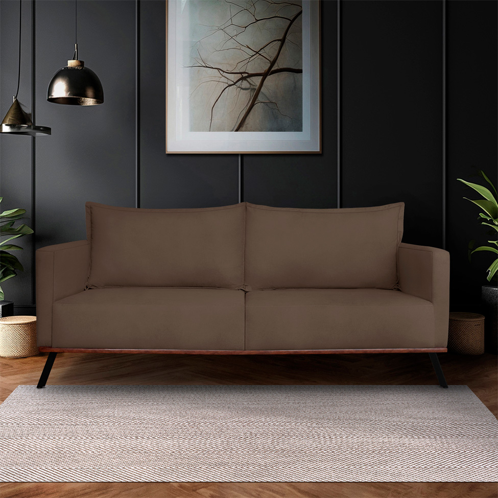 Sofá 2 Lugares Zeus Veludo Marrom 160 cm