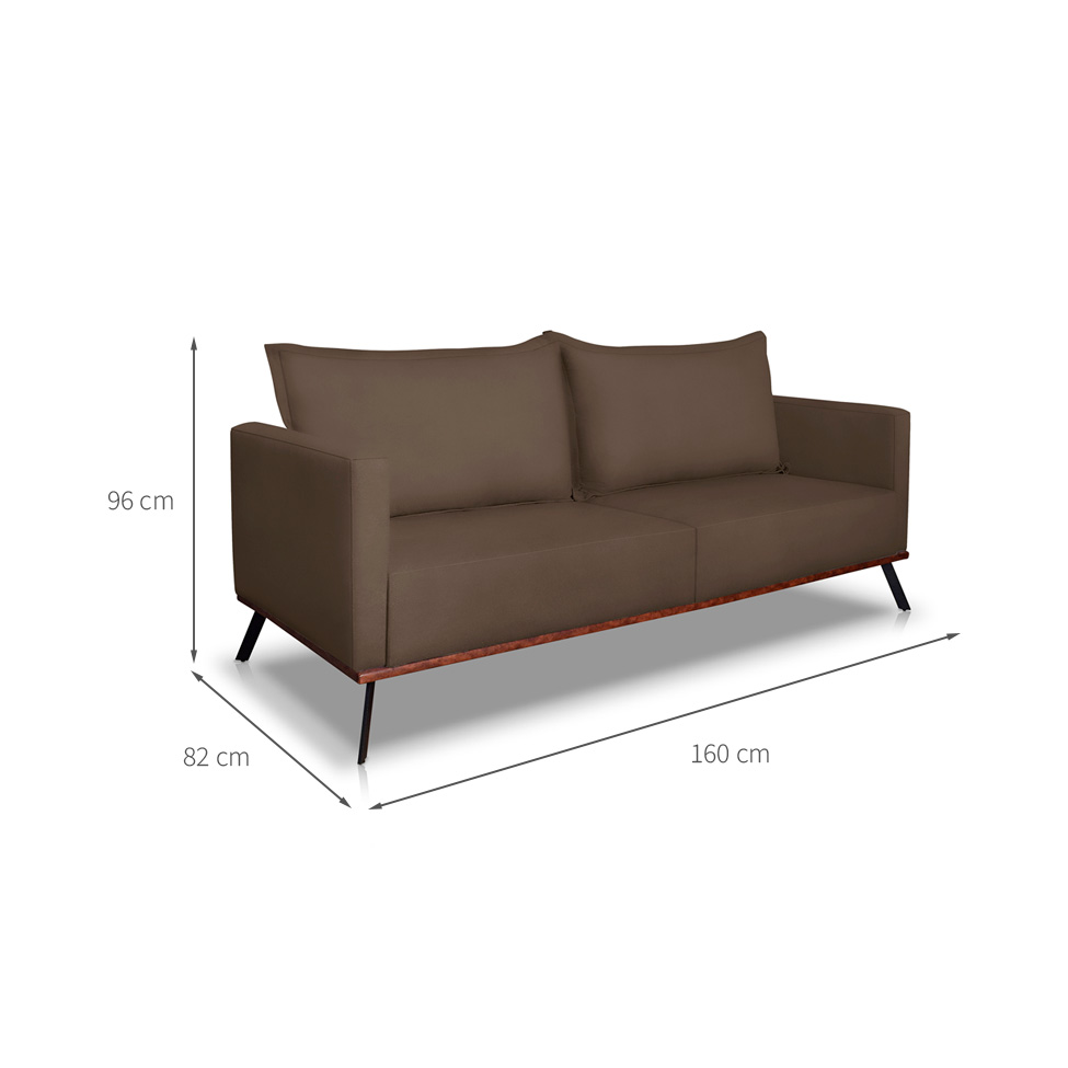 Sofá 2 Lugares Zeus Veludo Marrom 160 cm