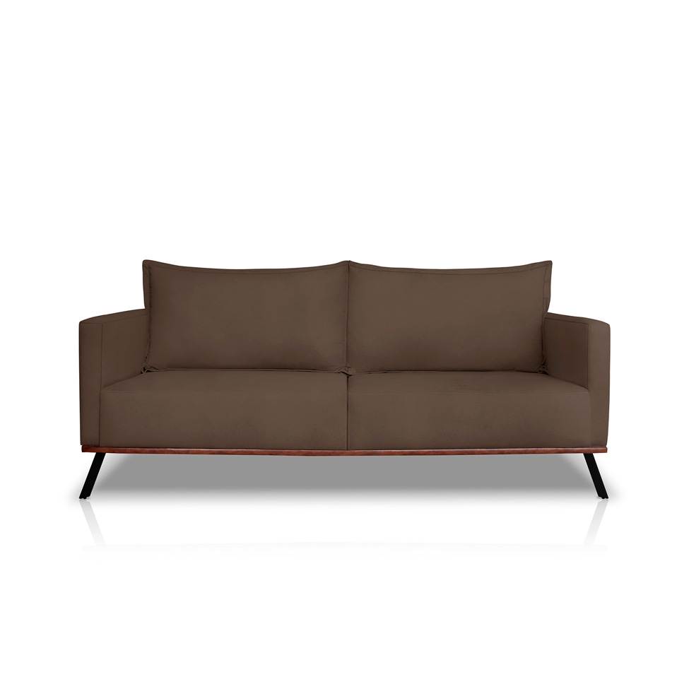 Sofá 2 Lugares Zeus Veludo Marrom 160 cm