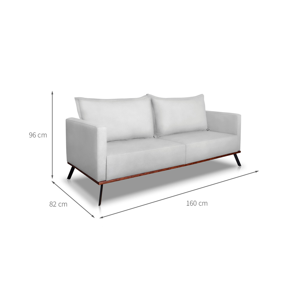 Sofá 2 Lugares Zeus Veludo Prata 160 cm