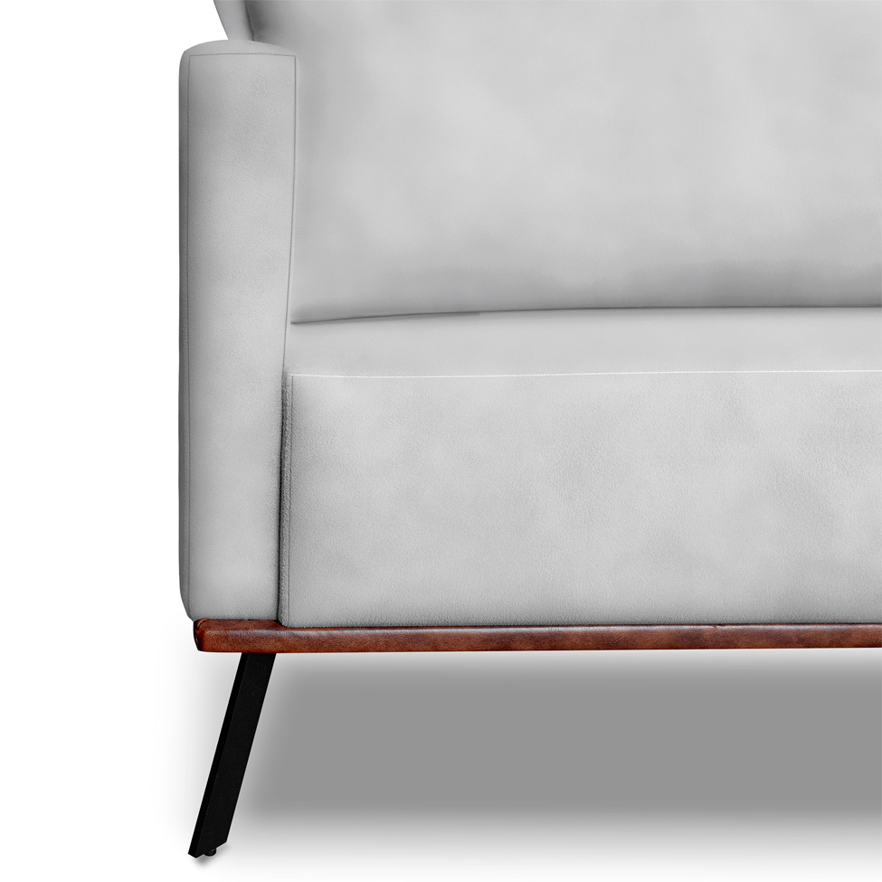 Sofá 2 Lugares Zeus Veludo Prata 160 cm