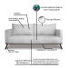 Sofá 2 Lugares Zeus Veludo Prata 160 cm