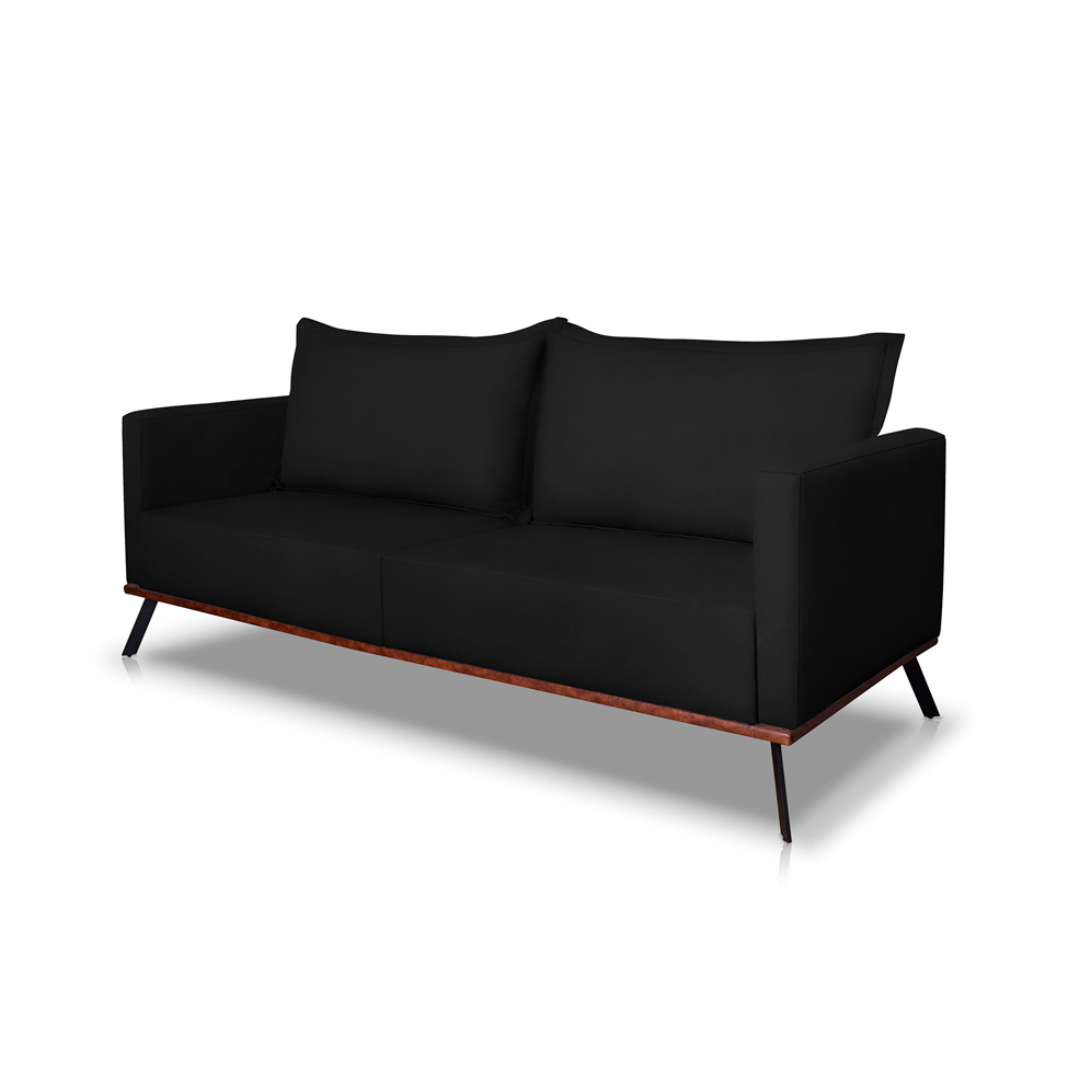 Sofá 2 Lugares Zeus Veludo Preto 160 cm