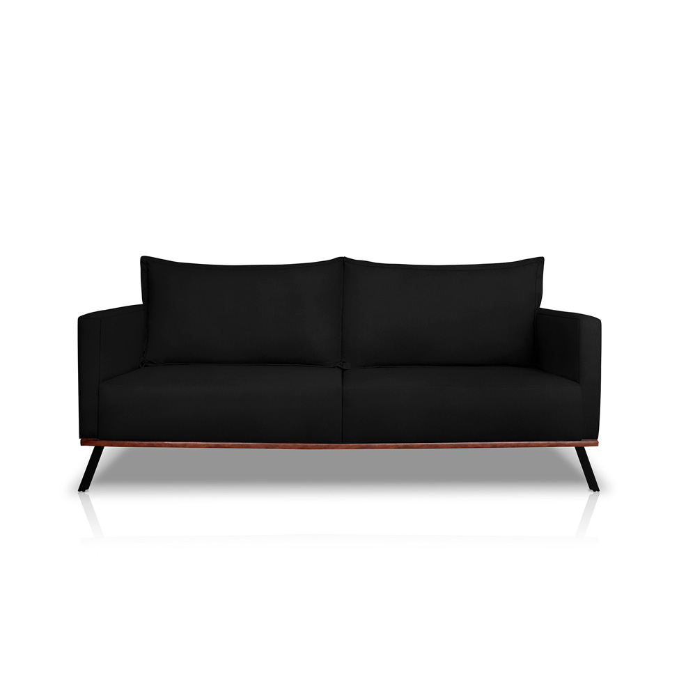 Sofá 2 Lugares Zeus Veludo Preto 160 cm