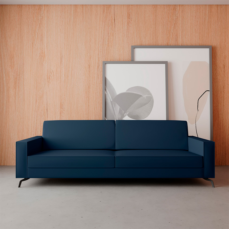 Sofá 3 Lugares Angelo Linho Azul 180 cm