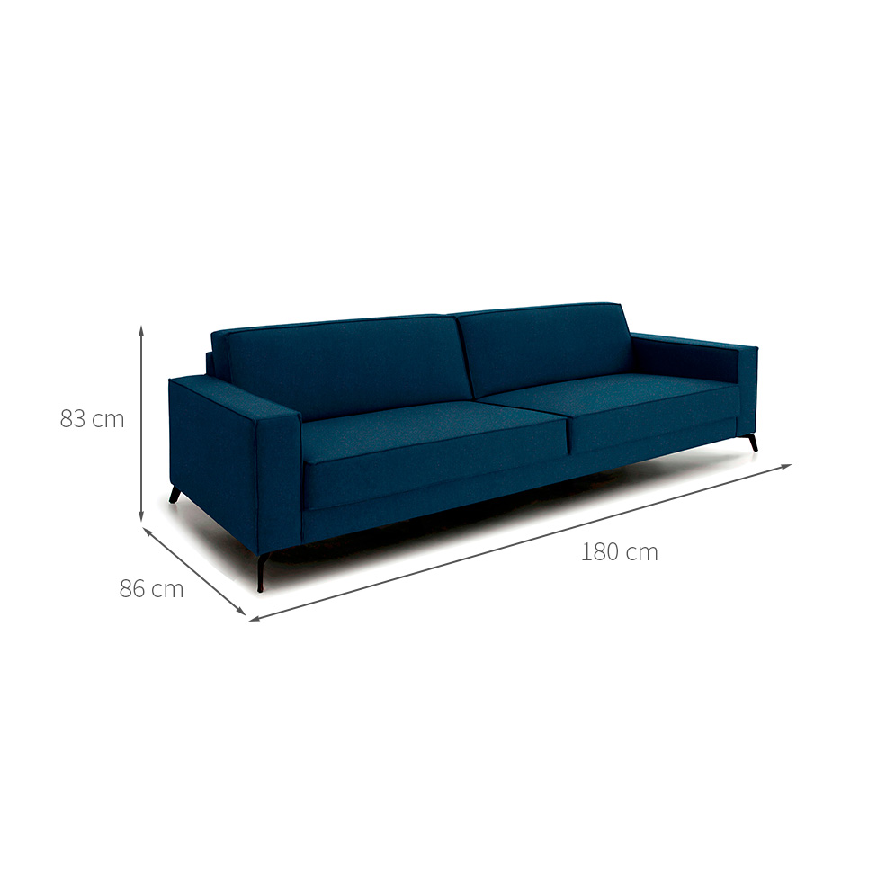 Sofá 3 Lugares Angelo Linho Azul 180 cm