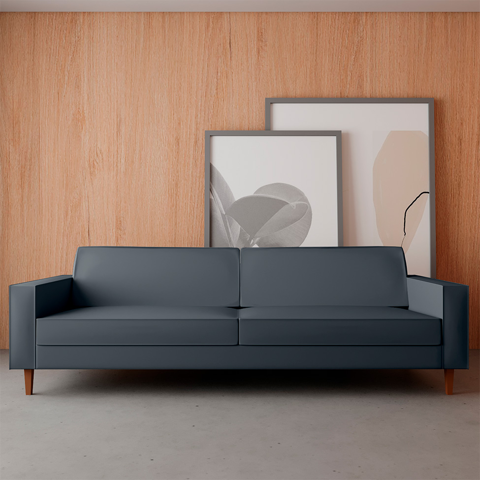 Sofá 3 Lugares Aurora Linho Cinza 180 cm