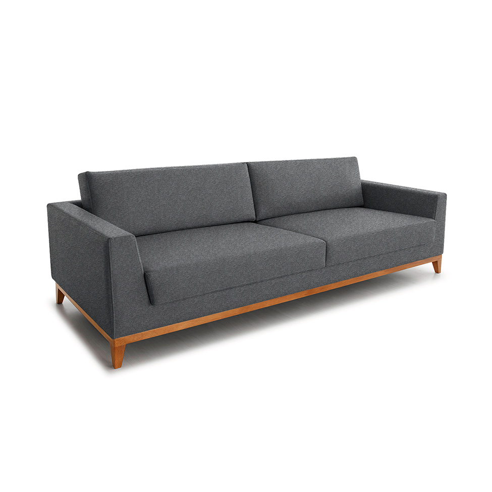 Sofá 3 Lugares Bartô Linho Cinza 240 cm
