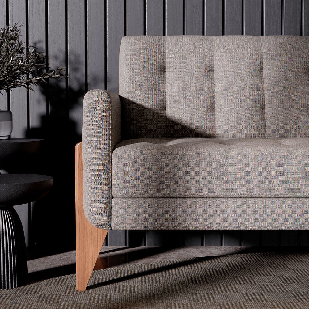 Sofá 3 Lugares Brooklin Linho Cinza 180 cm
