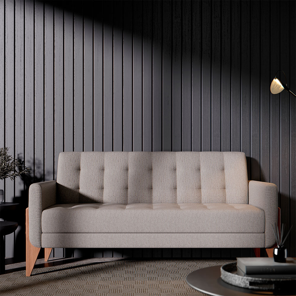 Sofá 3 Lugares Brooklin Linho Cinza 230 cm