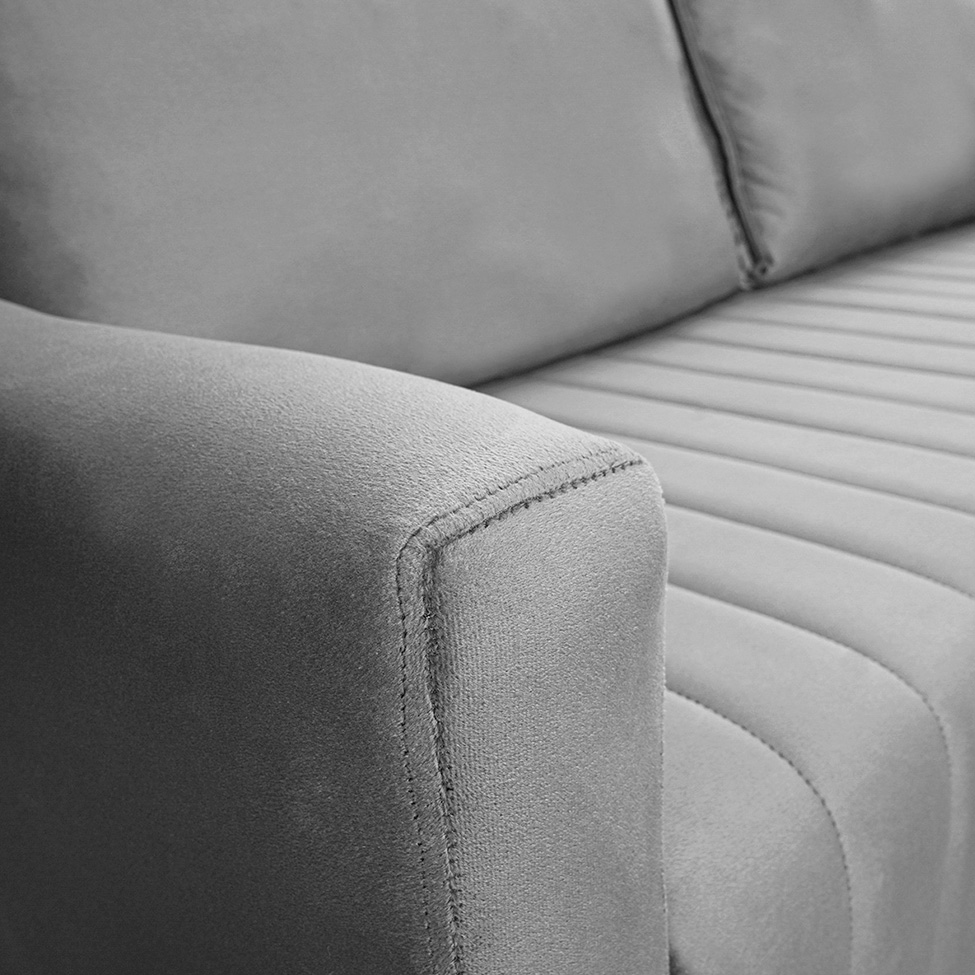 Sofá 3 Lugares Capriccio Veludo Cinza
