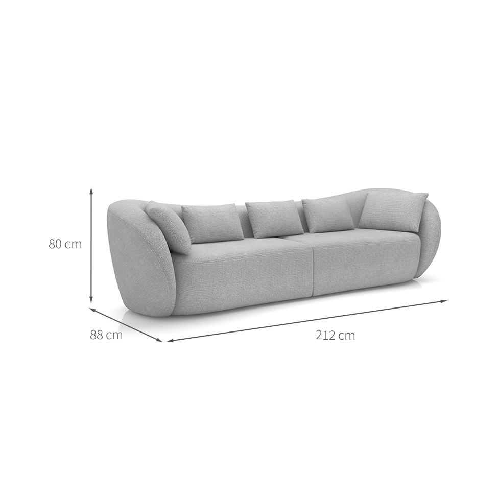 Sofá 3 Lugares Dubai Itacaré Cinza 212 cm