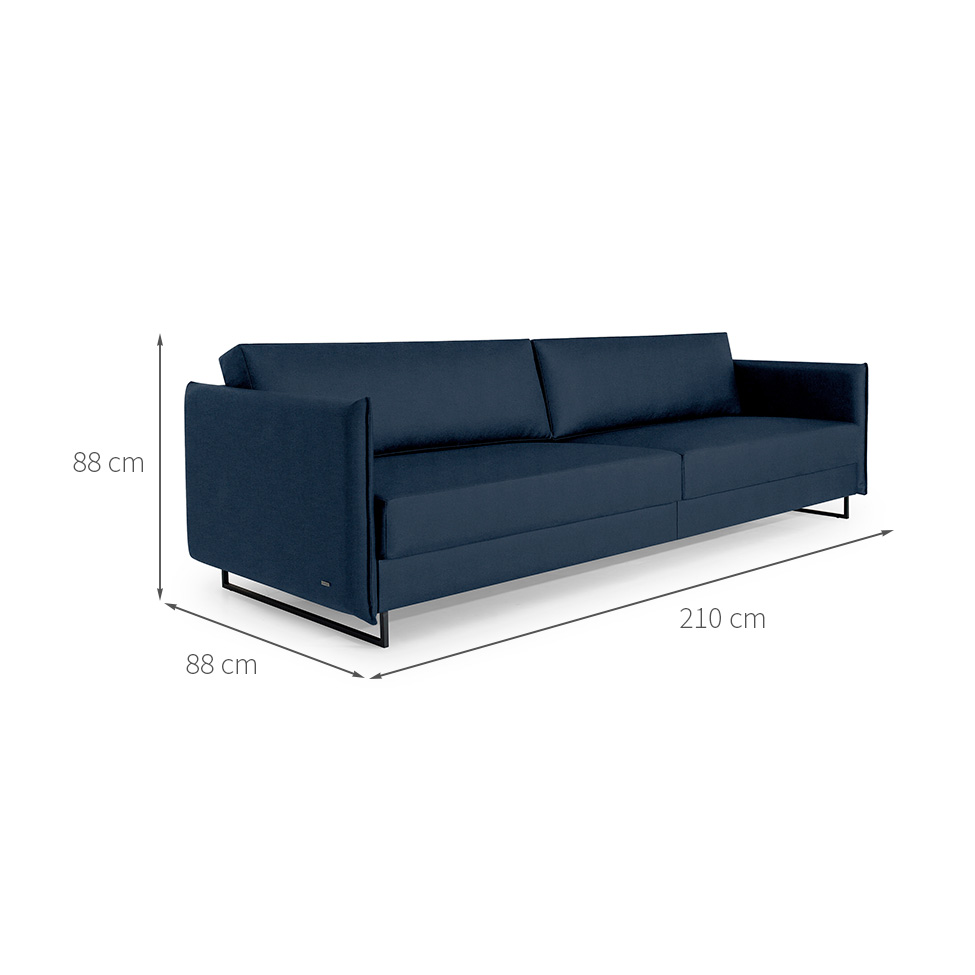 Sofá 3 Lugares Enrico Linho Azul 210 cm