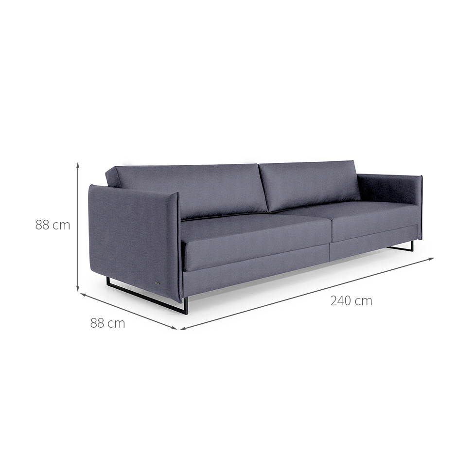 Sofá 3 Lugares Enrico Linho Cinza 240 cm