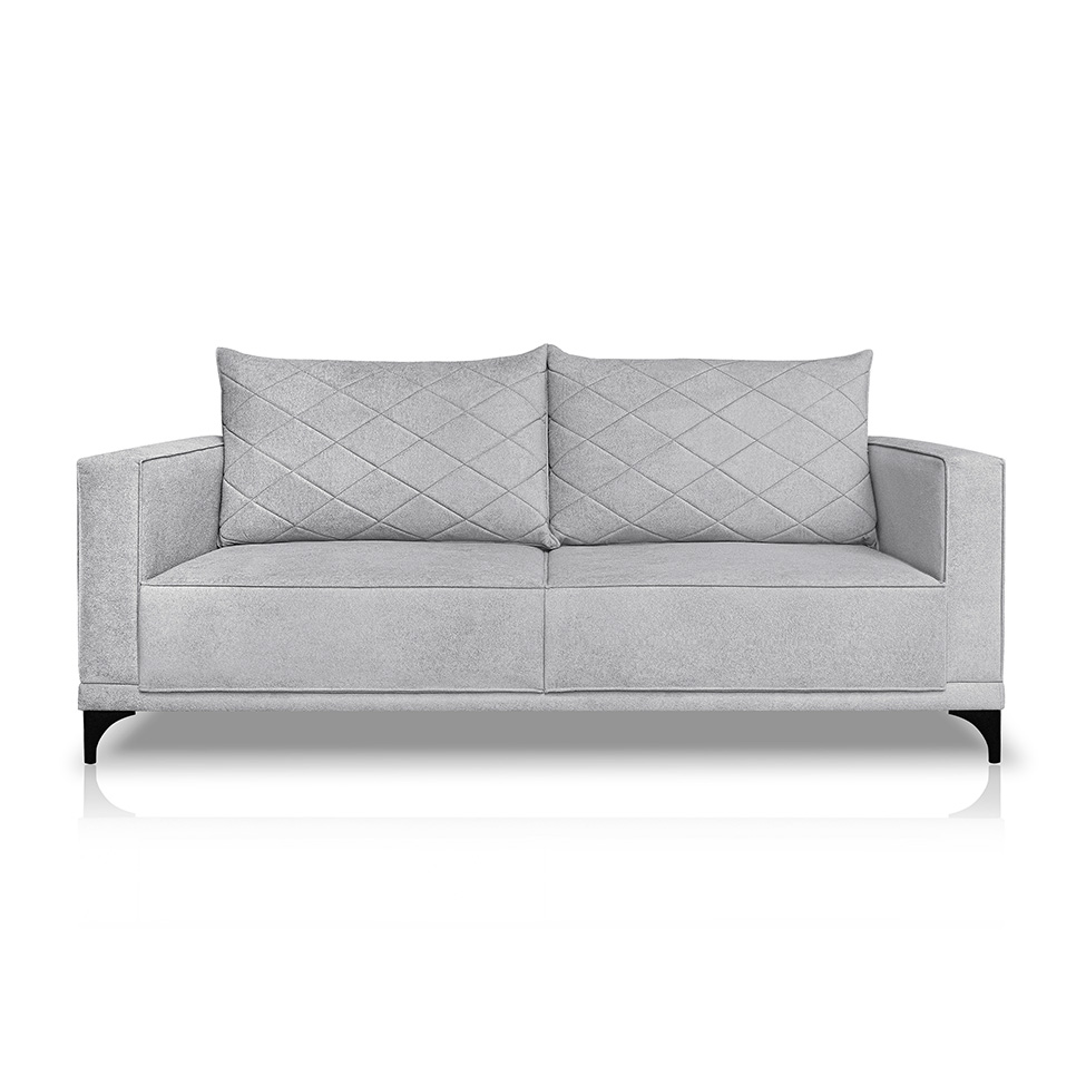 Sofá 3 Lugares Eros Linho Bouclê Cinza Claro 220 cm