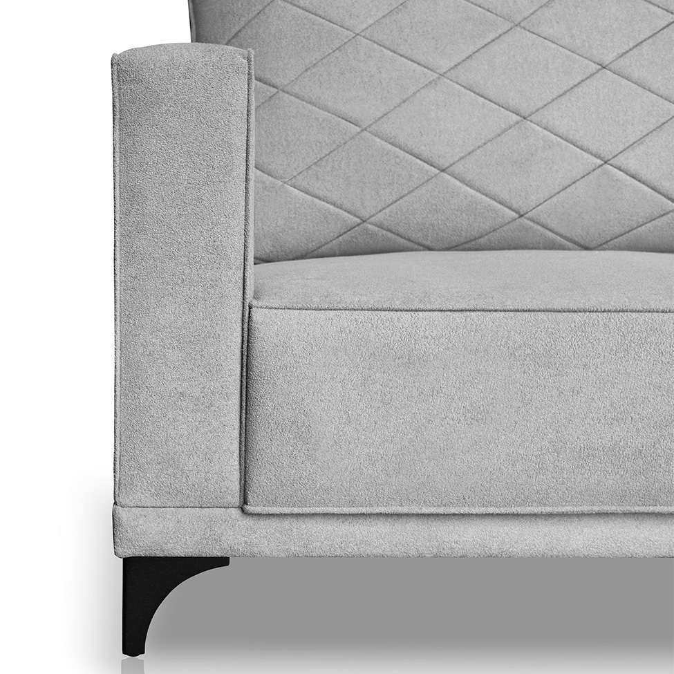 Sofá 3 Lugares Eros Linho Bouclê Cinza Claro 220 cm