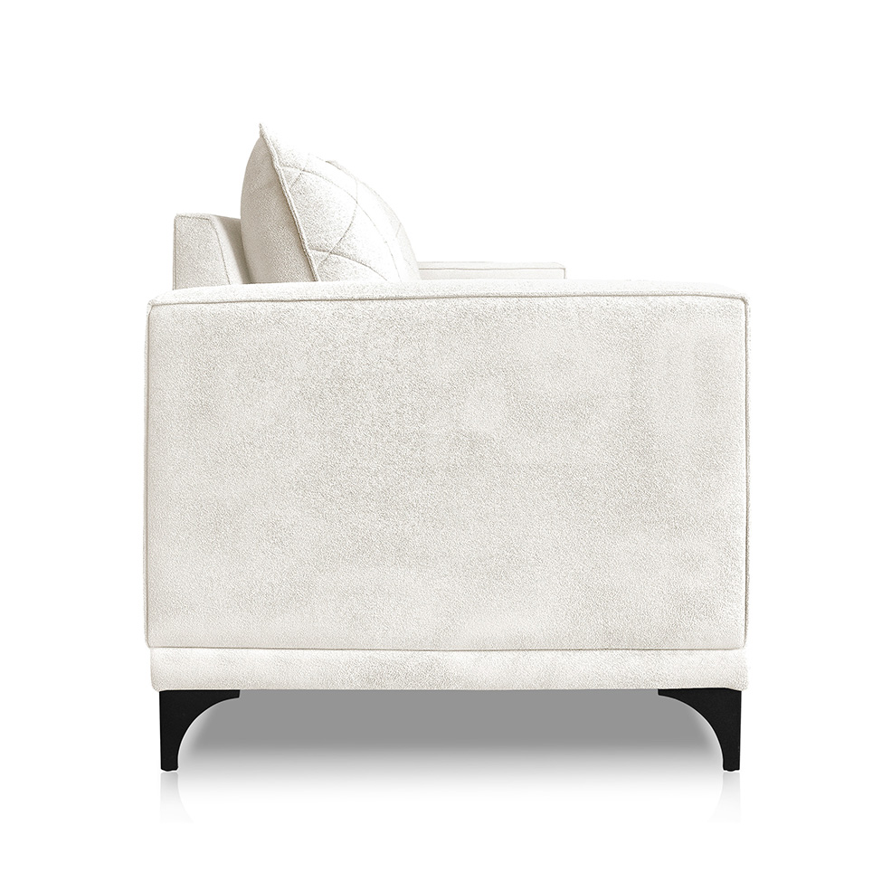 Sofá 3 Lugares Eros Linho Bouclê Off White 180 cm