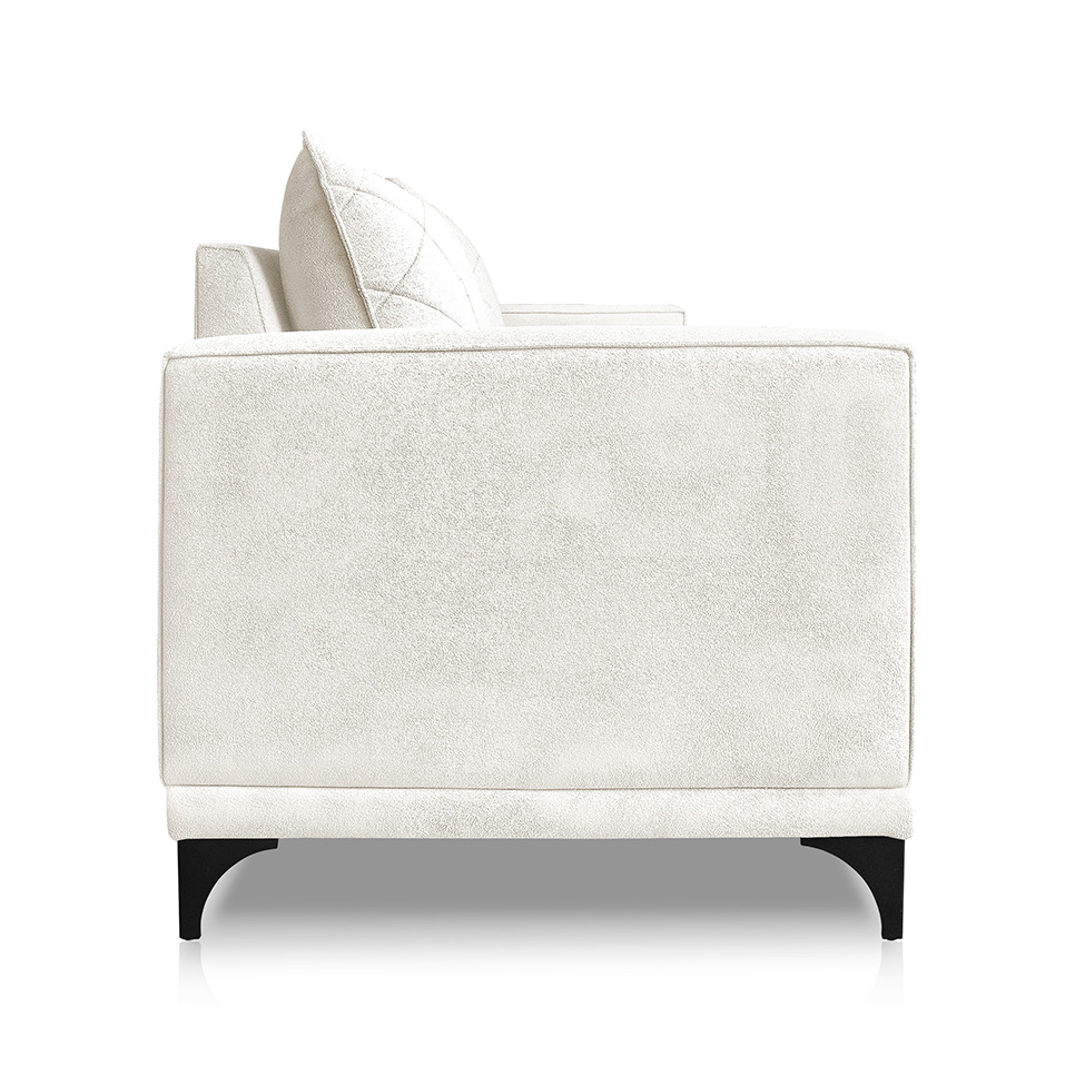 Sofá 3 Lugares Eros Linho Bouclê Off White 200 cm