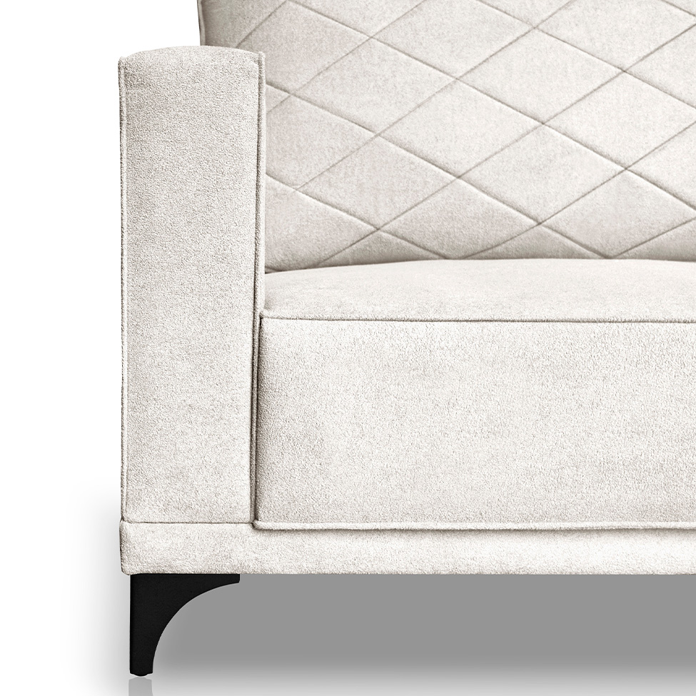 Sofá 3 Lugares Eros Linho Bouclê Off White 200 cm