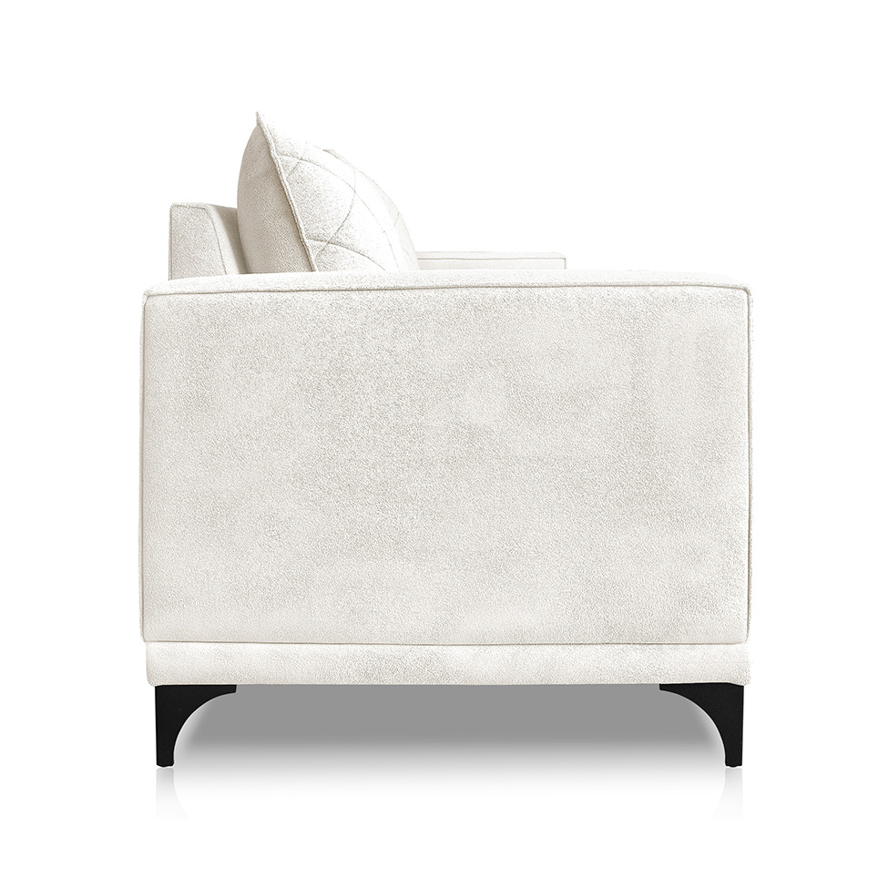 Sofá 3 Lugares Eros Linho Bouclê Off White 220 cm